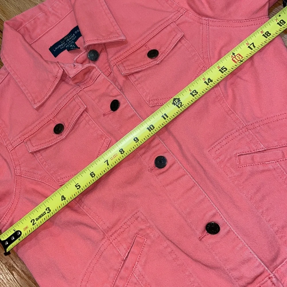 LRL Lauren Ralph Lauren color Denim Jean Jacket Petite Medium M /Coral